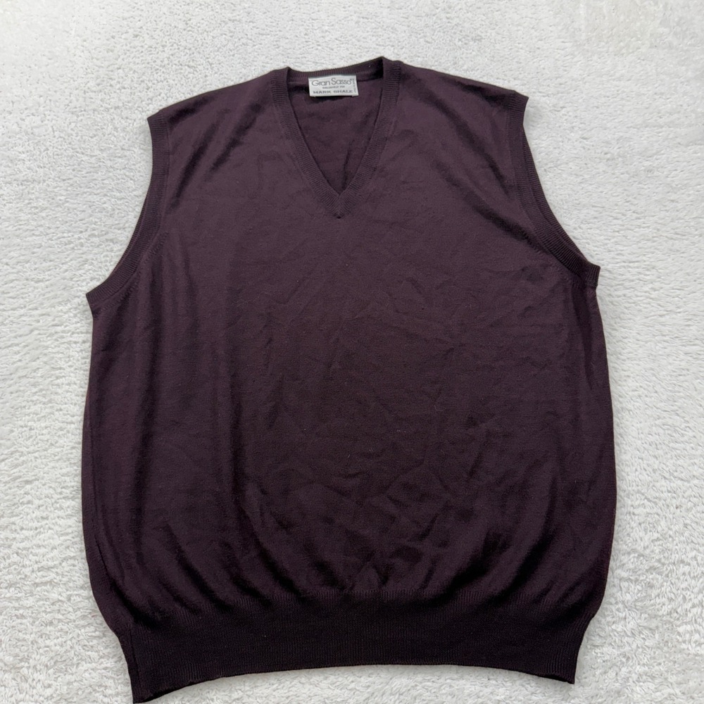 Gran Sasso Mark Shale Men's V Neck Burgundy Wool‎ Vest Made in Italy